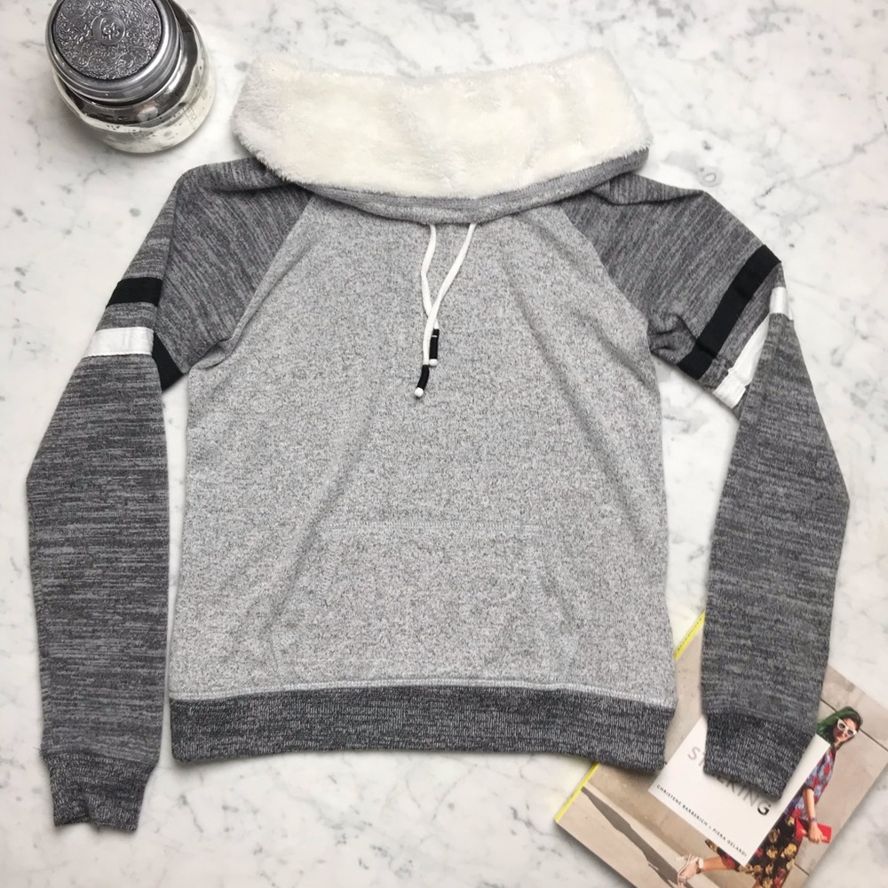 Inspired Hearts Fur Marled Grey Long Sleeve Shirt